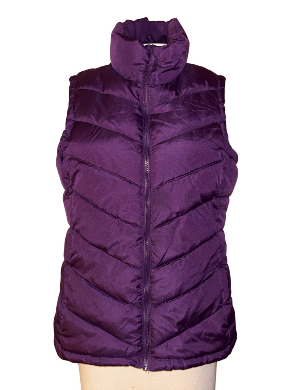 Faded Glory Purple Quilted Puffer Vest - Women's